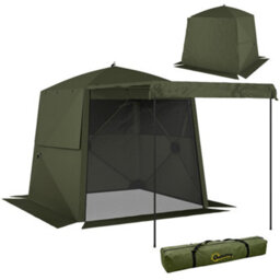 Outsunny Pop Up Gazebo Waterproof With Awning 2 X 2 M Army Green - thumbnail 2