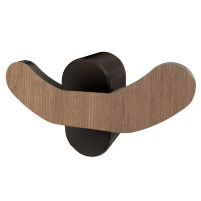 Bisk Matte Black/brown Double Hook Towel Hanger Wall Mounted Wc Bathroom Accessories - image 1