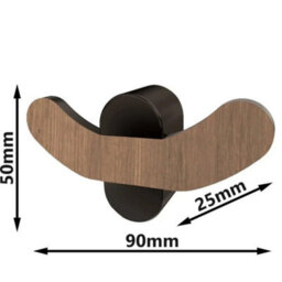 Bisk Matte Black/brown Double Hook Towel Hanger Wall Mounted Wc Bathroom Accessories - thumbnail 4