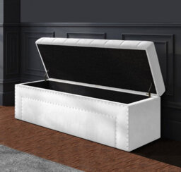 120Cm Duke Ottoman Storage Box -Upholstered Blanket Box - White Plush Velvet Multifunctional Storage Box - thumbnail 2