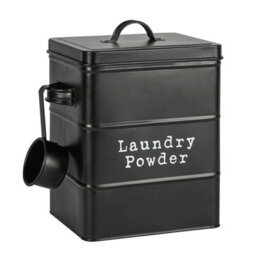 Harbour Housewares Washing Powder Storage Container Tin - Black - Metal Vintage Under Sink Storage Caddy Cupboard Organiser - thumbnail 1