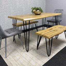 Kosy Koala Modern Dining Table Set With 2 Grey Velvet Chairs And 2 Benches Dining Room Furniture - thumbnail 3