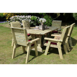 Churnet Valley Garden Furniture Ltd Ergo Table And Chair Set - With 6 Chairs - L250 X W290 X H105 Cm - Minimal Assembly Required - Set Of Waterproof Cushions Included - thumbnail 2