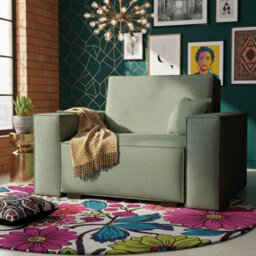 Upholstered Living Room Armchair Bed With Sleeping Function And Storage Wooden Legs 123X88X102Cm 80X196Cm Green - thumbnail 3