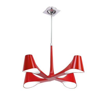 Luminosa Lighting Luminosa Ora Telescopic Convertible To Semi Flush 4 Light E27, Gloss Red/polished Chrome - image 1