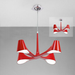 Luminosa Lighting Luminosa Ora Telescopic Convertible To Semi Flush 4 Light E27, Gloss Red/polished Chrome - thumbnail 2