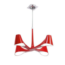 Luminosa Lighting Luminosa Ora Telescopic Convertible To Semi Flush 4 Light E27, Gloss Red/polished Chrome