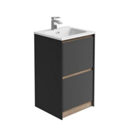 Plum&clay Norton Black & Oak Freestanding Vanity Unit & Basin Set Bathroom Furniture (W)500mm (H)855mm - thumbnail 2