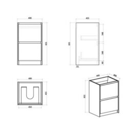 Plum&clay Norton Black & Oak Freestanding Vanity Unit & Basin Set (W)500mm (H)855mm - thumbnail 2