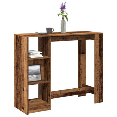 Berkfield Bar Table With Shelf Old Wood 124X46X103.5 Cm Engineered Wood - image 1