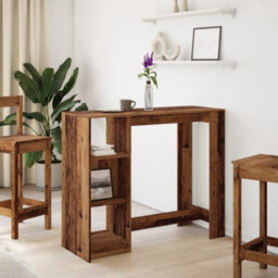 Berkfield Bar Table With Shelf Old Wood 124X46X103.5 Cm Engineered Wood - thumbnail 3