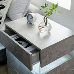 Abrihome Led Nightstands, Acrylic Board Led Bedside Tables For Bedroom End Table, With 3 Drawer Dresser, Gray - thumbnail 6
