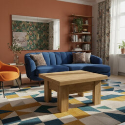 Eryk Modern Extendable Coffee Table Adjustable 100 To 200 Cm Design With Abs Edges In Ribbeck Oak Finish - thumbnail 3