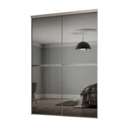 Spacepro Minimalist Mirror Panelled Mirrored Gloss Grey 2 Door Sliding Wardrobe Door Kit (H)2220mm (W)1200mm - thumbnail 1