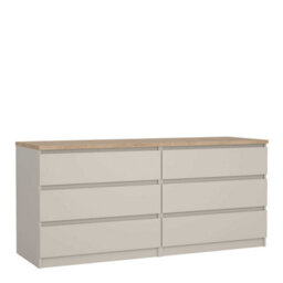 Wyld Haus Budapest Wide 6-Drawer Chest - Cream & Natural Oak Effect - thumbnail 2