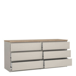 Wyld Haus Budapest Wide 6-Drawer Chest - Cream & Natural Oak Effect - thumbnail 5