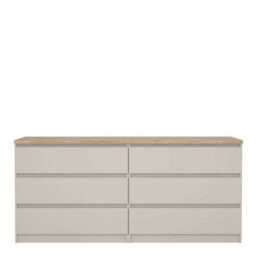 Wyld Haus Budapest Wide 6-Drawer Chest - Cream & Natural Oak Effect - thumbnail 3