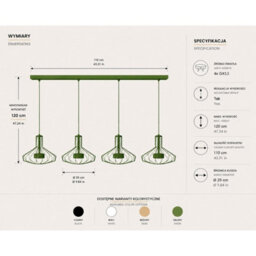 Luminosa Lighting Luminosa Axia Bar Pendant Ceiling Light Green 4X Gx53 - thumbnail 4