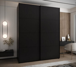 Arte Trosa I Black Sliding Door Wardrobe W1900mm H2450mm D640mm With Black Steel Handles - thumbnail 2