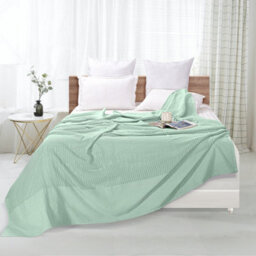 Ehc Lightweight Hand Woven Adult Cellular Cotton Blanket,double 230 X 230Cm, Sage - thumbnail 3