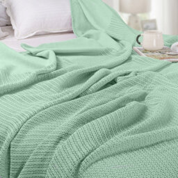 Ehc Lightweight Hand Woven Adult Cellular Cotton Blanket,double 230 X 230Cm, Sage - thumbnail 5