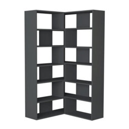 Decortie Molly Corner Bookcase 5 Tier Anthracite Grey Wall Mounted 178.6X93.6X29.6Cm - thumbnail 2