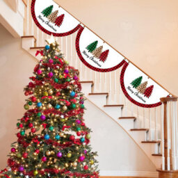 Amorly 3Pcs Christmas Fan Shape Bunting Flags, Outdoor Xmas Banner, Festive Hanging Ornament For Home, Window And Winter Holiday Decor - thumbnail 3