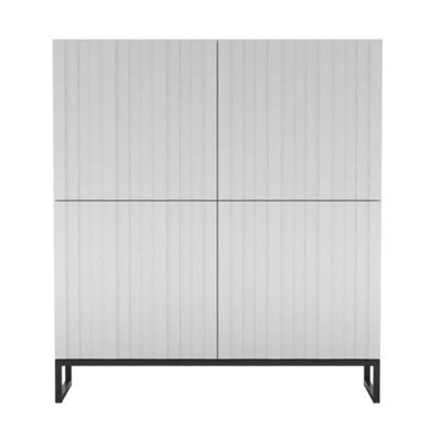 Heze Furniture Elpis Glamour Sideboard Push-To-Open Cabinet - White Matt / Black Frame - image 1