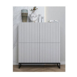 Heze Furniture Elpis Glamour Sideboard Push-To-Open Cabinet - White Matt / Black Frame - thumbnail 2