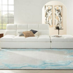 Mist Blue Wool Luxurious Modern Easy To Cleanhandmade Abstract Dining Room Bedroom And Living Room Rug -236Cm X 297Cm - thumbnail 1