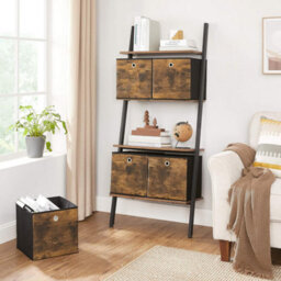 Basic Storage Collection, 6-Pack Fabric Boxes With Easy-Grip Design, Rustic Brown And Black - thumbnail 3