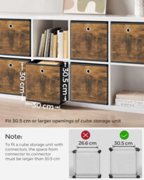 Basic Storage Collection, 6-Pack Fabric Boxes With Easy-Grip Design, Rustic Brown And Black - thumbnail 4