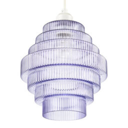 Happy Homewares Tiered Stepped Design Smoked Lavender Glass Pendant Ceiling Lamp Shade - thumbnail 4