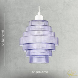 Happy Homewares Tiered Stepped Design Smoked Lavender Glass Pendant Ceiling Lamp Shade - thumbnail 7