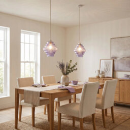 Happy Homewares Tiered Stepped Design Smoked Lavender Glass Pendant Ceiling Lamp Shade - thumbnail 6