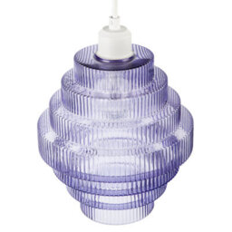 Happy Homewares Tiered Stepped Design Smoked Lavender Glass Pendant Ceiling Lamp Shade - thumbnail 3