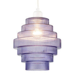 Happy Homewares Tiered Stepped Design Smoked Lavender Glass Pendant Ceiling Lamp Shade - thumbnail 2
