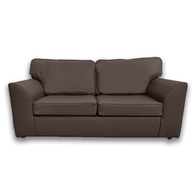 Furnishings For Less UK Danbury Leather Fabric 3 Seater Sofa Brown