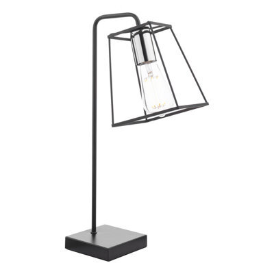 DAR Tower Table Lamp Matt Black And Polished Chrome - image 1