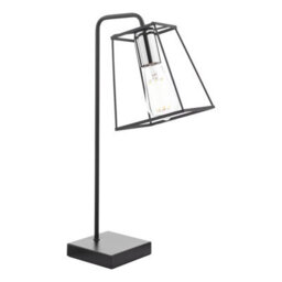 DAR Tower Table Lamp Matt Black And Polished Chrome