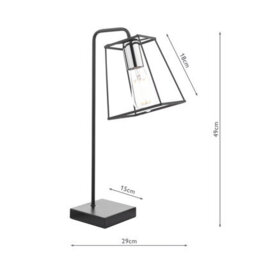 DAR Tower Table Lamp Matt Black And Polished Chrome - thumbnail 4