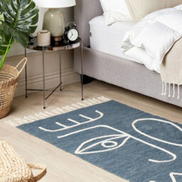 Wyld And Coco Handwoven Flat-Woven Area Rug Blue 80 X 150 Cm With Tassels - Boho Indoor And Covered Outdoor - thumbnail 2