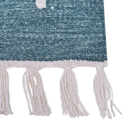 Wyld And Coco Handwoven Flat-Woven Area Rug Blue 80 X 150 Cm With Tassels - Boho Indoor And Covered Outdoor - thumbnail 5
