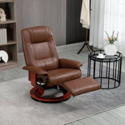 Brown Ergonomic Recliner Sofa Chair Pu Leather Armchair Lounger With Footrest - thumbnail 6