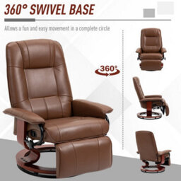 Brown Ergonomic Recliner Sofa Chair Pu Leather Armchair Lounger With Footrest - thumbnail 4