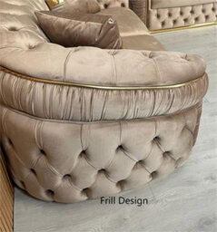 Stratus Interiors Ambassador Sofa Chesterfield Toronto Metal Trim Fabric - Frill Design - 3 And 2 Seater Set - Silver Trim - thumbnail 5