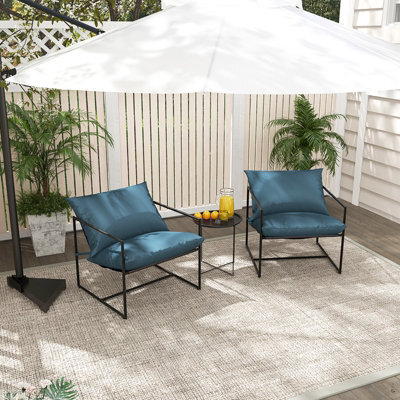 Costway Sling Accent Chairs Set Of 2 Outdoor Modern Metal Framed Armchairs - image 1