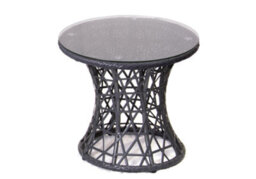 Sh&g Rattan Side Table - For 360 Papasan Moon Chairs - Grey Rattan With Glass Top - Indoor & Outdoor - Signature Homes And Gardens - thumbnail 4