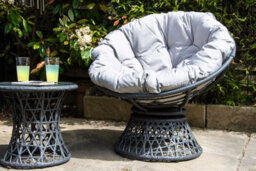 Sh&g Rattan Side Table - For 360 Papasan Moon Chairs - Grey Rattan With Glass Top - Indoor & Outdoor - Signature Homes And Gardens - thumbnail 9
