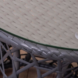 Sh&g Rattan Side Table - For 360 Papasan Moon Chairs - Grey Rattan With Glass Top - Indoor & Outdoor - Signature Homes And Gardens - thumbnail 7